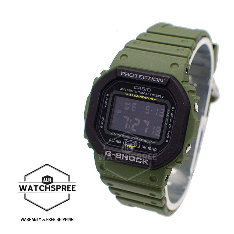 Casio G-Shock DW5600 Special Colour Series Green Resin Band Watch DW5610SU-3D DW-5610SU-3