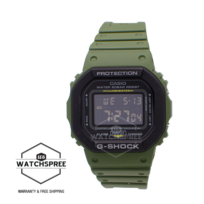 Casio G-Shock DW5600 Special Colour Series Green Resin Band Watch DW5610SU-3D DW-5610SU-3