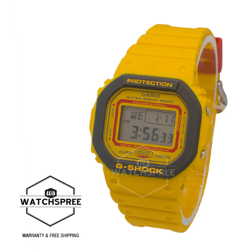 Casio G-Shock DW-5600 Lineup '90s Sports Series Yellow Resin Band Watch DW5610Y-9D DW-5610Y-9D DW-5610Y-9