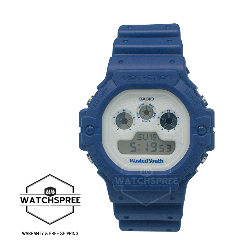 Casio G-Shock DW-5900 Lineup Wasted Youth Collaboration Model Blue Resin Band Watch DW5900WY-2D DW-5900WY-2D DW-5900WY-2