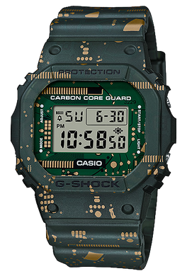 Casio G-Shock 5600 Carbon Core Guard Structure Lineup Circuit Board Print Matte Semitransparent Dark Green Resin Band Watch DWE5600CC-3D DWE-5600CC-3D DWE-5600CC-3