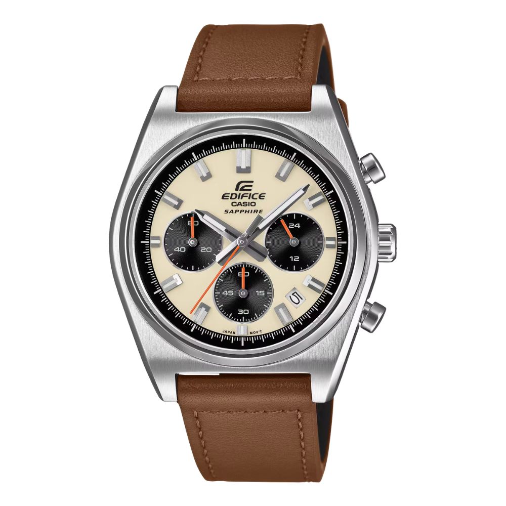 Casio Edifice EFB-730 Lineup Chronograph Brown Leather Strap Watch EFB730L-7A EFB-730L-7A