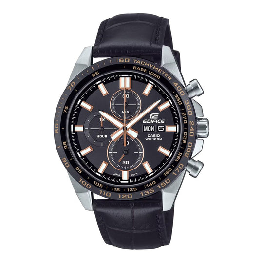 Casio Edifice EFR-574 Lineup Chronograph Black Leather Strap Watch EFR574BL-1A EFR-574BL-1A
