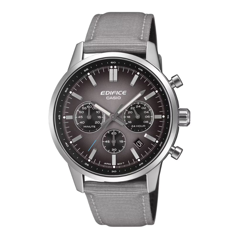 Casio Edifice EFR-575 Lineup Chronograph Grey Leather/Cloth Strap Watch EFR575C-8A EFR-575C-8A