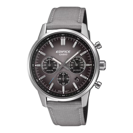 Casio Edifice EFR-575 Lineup Chronograph Grey Leather/Cloth Strap Watch EFR575C-8A EFR-575C-8A
