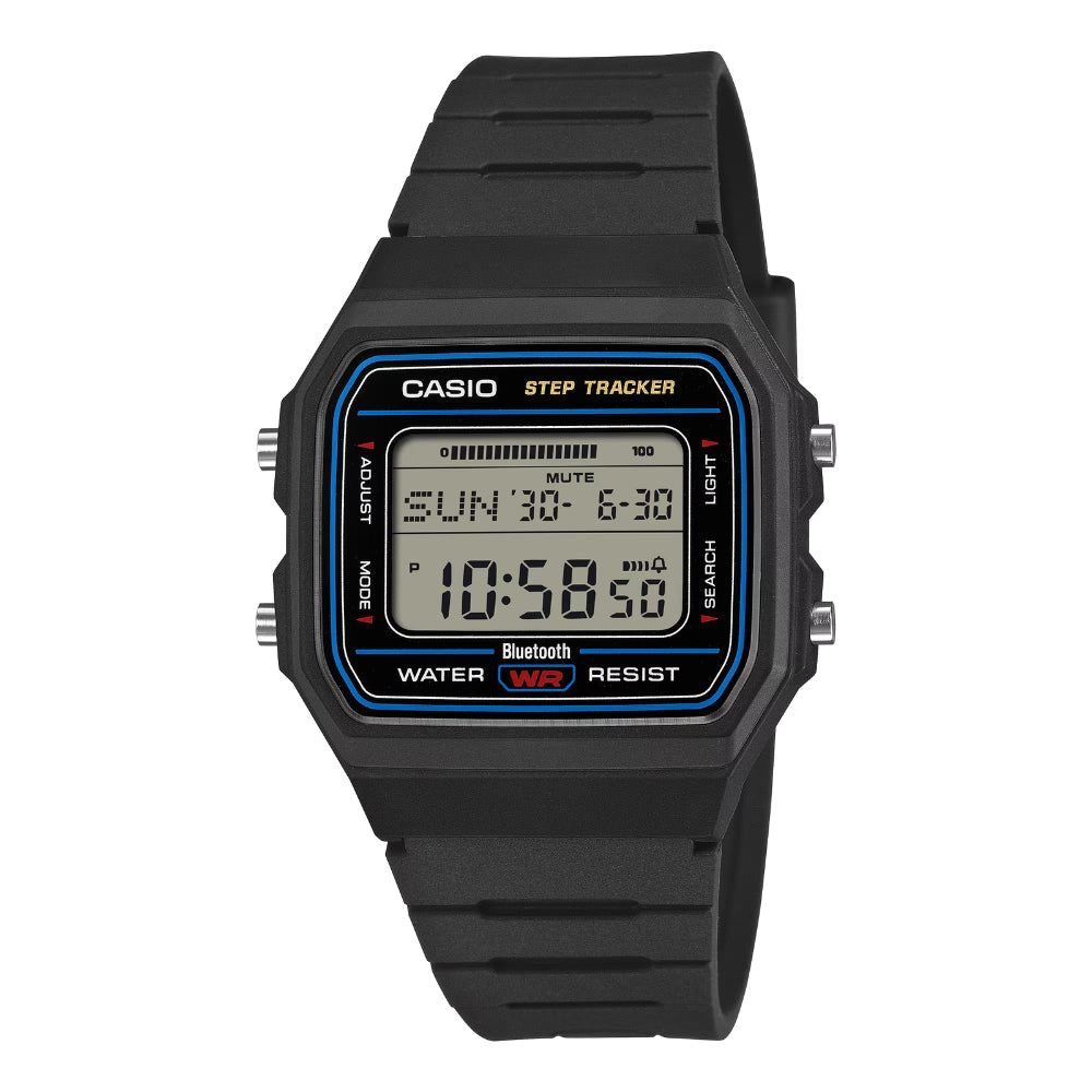 Casio Digital Bluetooth© Step Tracker Bio-Based Black Resin Band Watch FB100W-1A F-B100W-1A