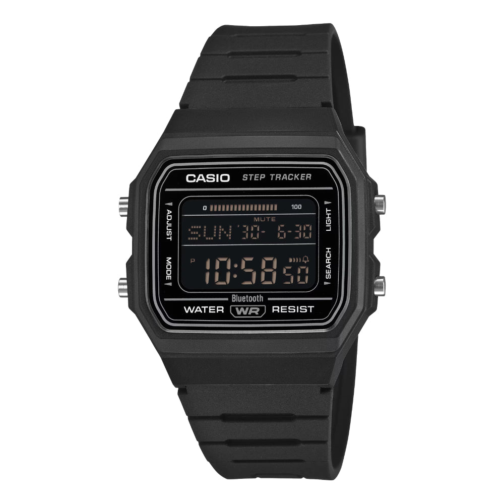 Casio Digital Bluetooth© Step Tracker Bio-Based Black Resin Band Watch FB100W-1B F-B100W-1B