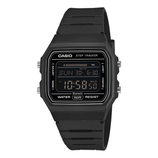 Casio Digital Bluetooth© Step Tracker Bio-Based Black Resin Band Watch FB100W-1B F-B100W-1B