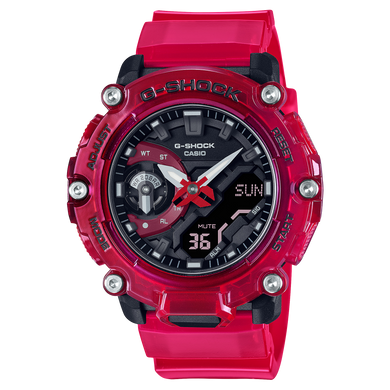 Casio G-Shock Special Colour Model Carbon Core Guard Structure Red Semi-Transparent Resin Band Watch GA2200SKL-4A GA-2200SKL-4A