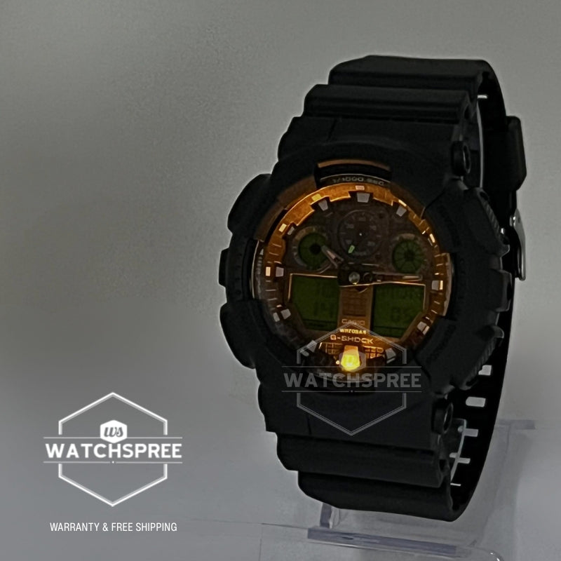 Casio G-Shock GA-100 Lineup Black And Electro Green Series Black Resin Band Watch GA100BEG-1A GA-100BEG-1A