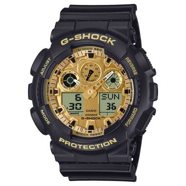 Casio G-Shock GA-100 Lineup Gold and Black Series Black Resin Band Watch GA100GGB-1A9 GA-100GGB-1A9