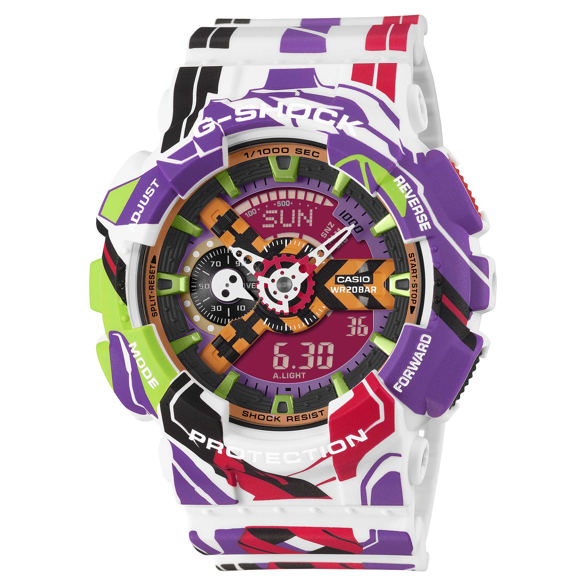 Casio G-Shock GA-110 Lineup EVANGELION Collaboration Model Multicolour Resin Band Watch GA110EVA30-7A GA-110EVA30-7A