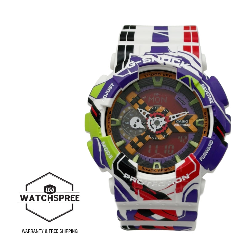 Casio G-Shock GA-110 Lineup EVANGELION Collaboration Model Multicolour Resin Band Watch GA110EVA30-7A GA-110EVA30-7A