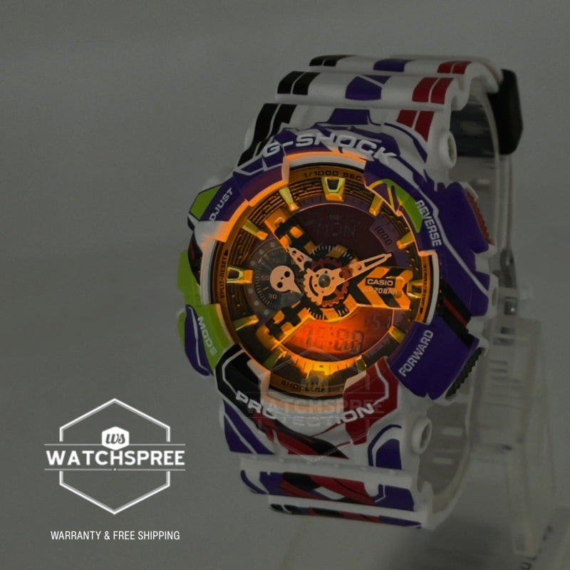 Casio G-Shock GA-110 Lineup EVANGELION Collaboration Model Multicolour Resin Band Watch GA110EVA30-7A GA-110EVA30-7A