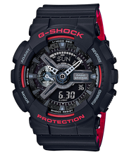 Load image into Gallery viewer, Casio G-Shock Black &amp; Red Series Special Color Models Black Resin Watch GA110HR-1A GA-110HR-1A

