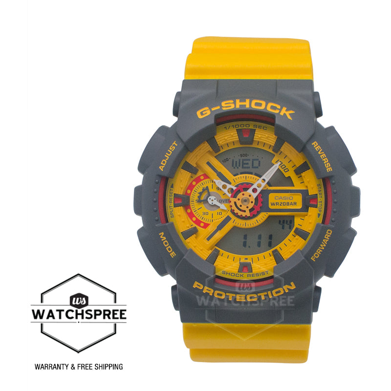 Casio G-Shock GA-110 Lineup ’90s Sport Series Yellow Resin Band Watch GA110Y-9A GA-110Y-9A