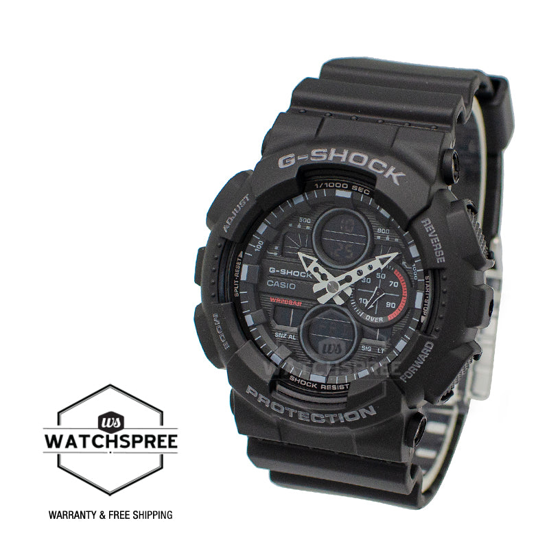 Casio G-Shock Standard Analog-Digital GA series Black Resin Band Watch GA140-1A1 GA-140-1A1