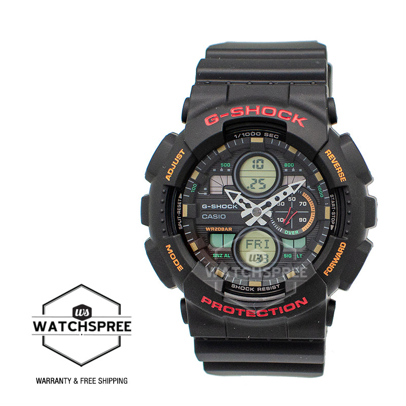 Casio G-Shock Standard Analog-Digital GA series Black Resin Band Watch GA140-1A4 GA-140-1A4