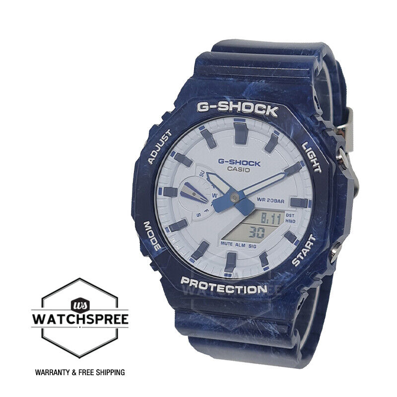 Casio G-Shock Carbon Core Guard Structure Blue Resin Band Watch GA2100BWP-2A GA-2100BWP-2A