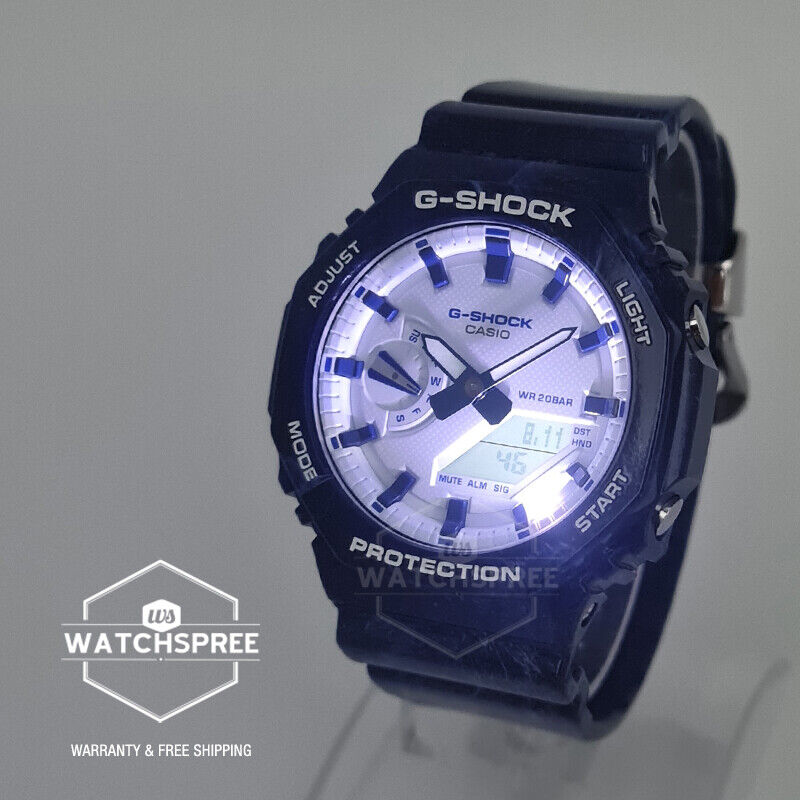Casio G-Shock Carbon Core Guard Structure Blue Resin Band Watch GA2100BWP-2A GA-2100BWP-2A