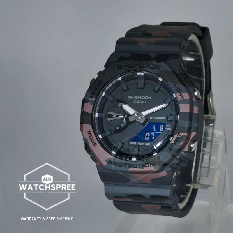 Casio G-Shock GA-2100 Lineup Carbon Core Guard Structure Camouflage Series Bio-Based Camouflage Dark Grey Resin Band Watch GA2100CM-8A GA-2100CM-8A