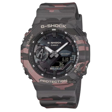Casio G-Shock GA-2100 Lineup Carbon Core Guard Structure Camouflage Series Bio-Based Camouflage Dark Grey Resin Band Watch GA2100CMD-8A GA-2100CMD-8A