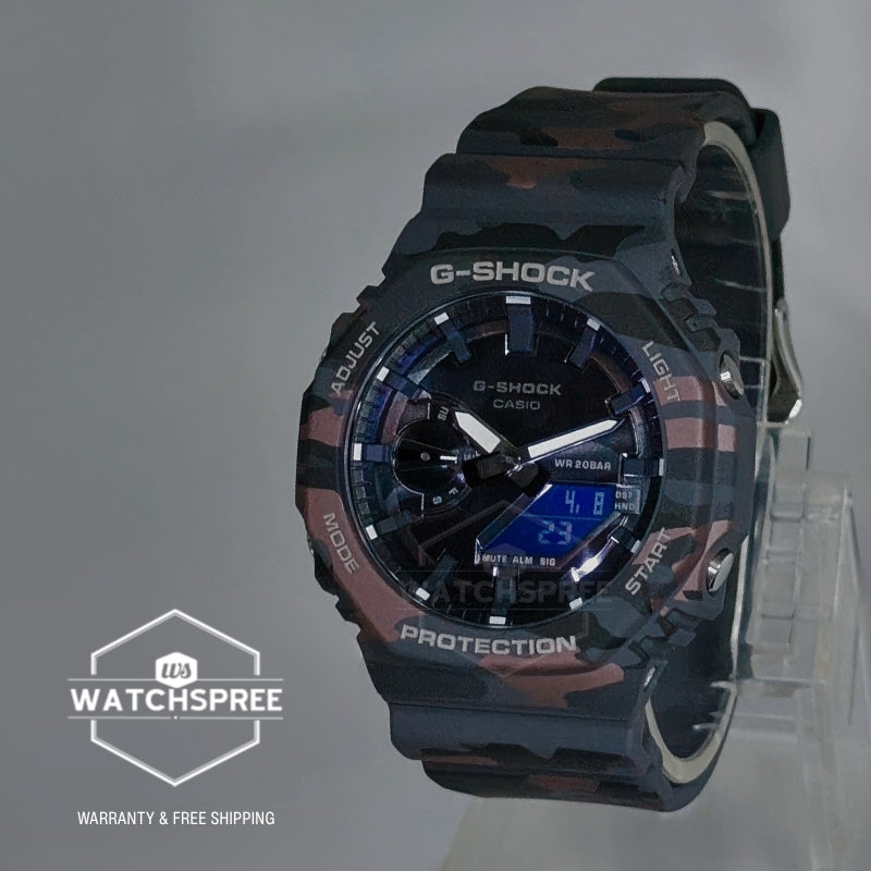 Casio G-Shock GA-2100 Lineup Carbon Core Guard Structure Camouflage Series Bio-Based Camouflage Dark Grey Resin Band Watch GA2100CMD-8A GA-2100CMD-8A