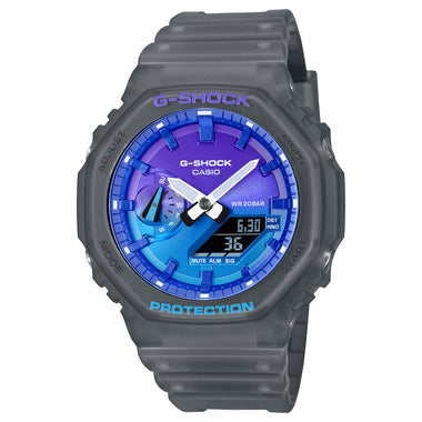 Casio G-Shock GA-2100 Lineup Carbon Core Guard Structure Flame Inside Series Semi-Transparent Grey Resin Band Watch GA2100FLS-8A2 GA-2100FLS-8A2