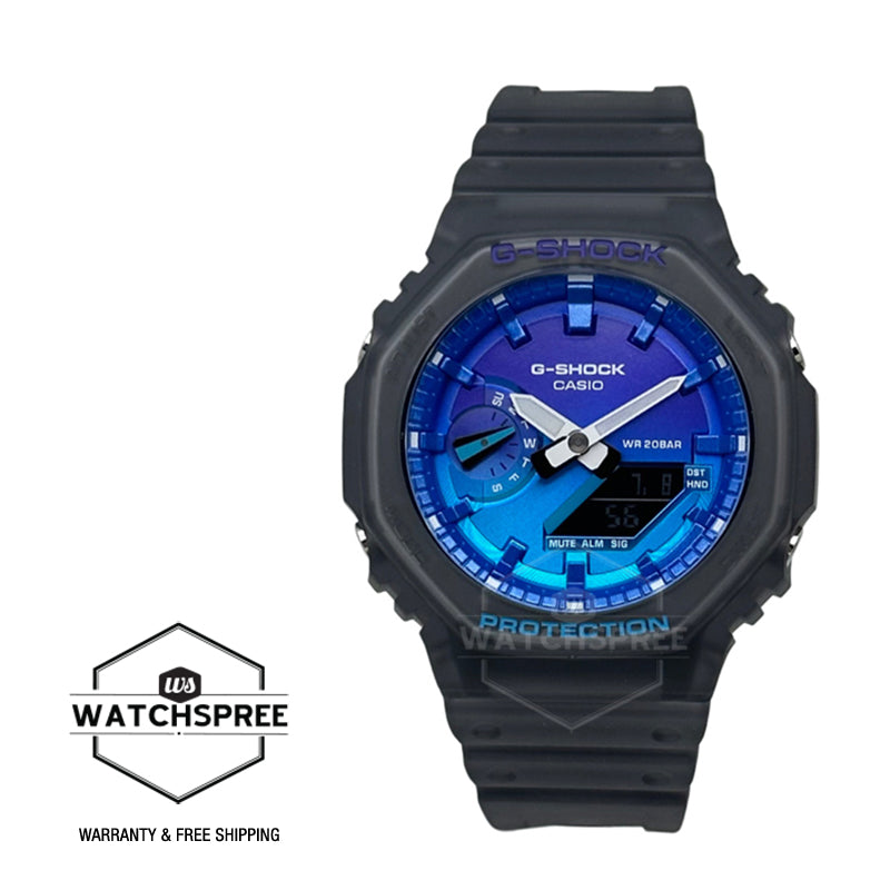 Casio G-Shock GA-2100 Lineup Carbon Core Guard Structure Flame Inside Series Semi-Transparent Grey Resin Band Watch GA2100FLS-8A2 GA-2100FLS-8A2