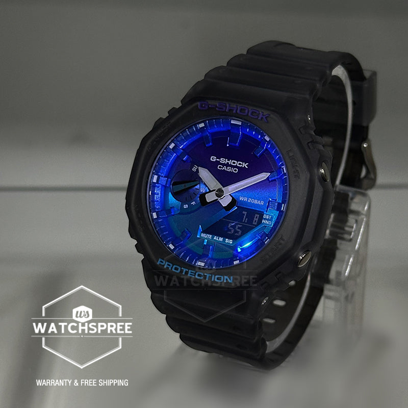 Casio G-Shock GA-2100 Lineup Carbon Core Guard Structure Flame Inside Series Semi-Transparent Grey Resin Band Watch GA2100FLS-8A2 GA-2100FLS-8A2