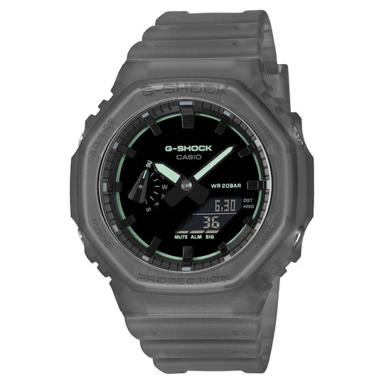 Casio G-Shock GA-2100 Lineup Carbon Core Guard Structure Smoke Light Series Semi-Transparent Black Resin Band Watch GA2100K-1A GA-2100K-1A