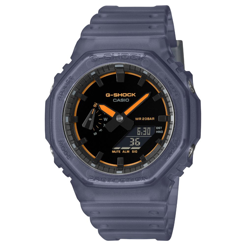 Casio G-Shock GA-2100 Lineup Carbon Core Guard Structure Smoke Light Series Semi-Transparent Navy Resin Band Watch GA2100K-2A GA-2100K-2A
