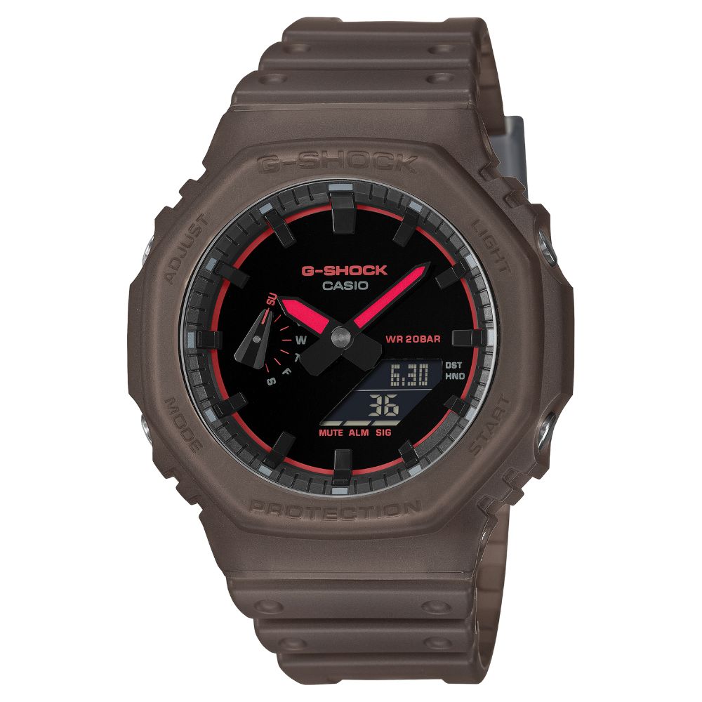 Casio G-Shock GA-2100 Lineup Carbon Core Guard Structure Smoke Light Series Semi-Transparent Brown Resin Band Watch GA2100K-5A GA-2100K-5A
