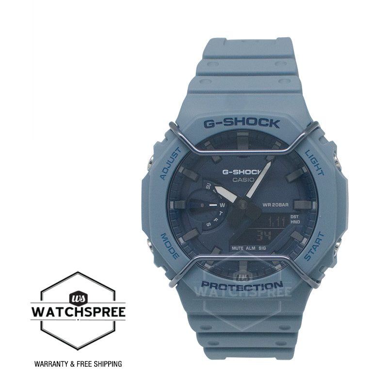 Casio G-Shock GA-2100 Lineup Carbon Core Guard Structure Tone-on-Tone Series Light Blue Resin Band Watch GA2100PT-2A GA-2100PT-2A