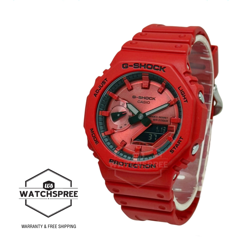 Casio G-Shock GA-2100 Lineup Carbon Core Guard Structure Iconic Red Series Bio-Based Red Resin Band Watch GA2100RRB-4A GA-2100RRB-4A