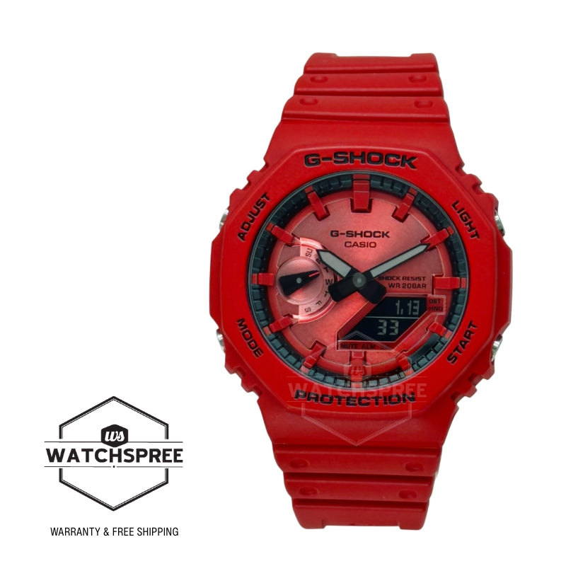 Casio G-Shock GA-2100 Lineup Carbon Core Guard Structure Iconic Red Series Bio-Based Red Resin Band Watch GA2100RRB-4A GA-2100RRB-4A