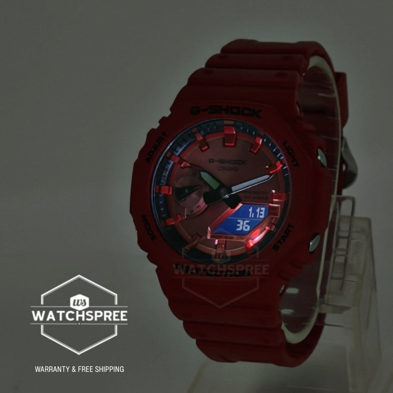 Casio G-Shock GA-2100 Lineup Carbon Core Guard Structure Iconic Red Series Bio-Based Red Resin Band Watch GA2100RRB-4A GA-2100RRB-4A