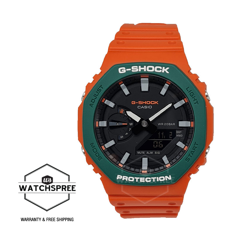 Casio G-Shock GA-2100 Lineup Carbon Core Guard Structure Popular Spirited Colours Orange Resin Band Watch GA2110SC-4A GA-2110SC-4A