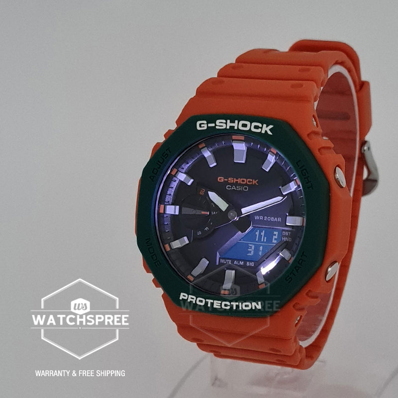 Casio G-Shock GA-2100 Lineup Carbon Core Guard Structure Popular Spirited Colours Orange Resin Band Watch GA2110SC-4A GA-2110SC-4A