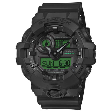 Casio G-Shock GA-700 Lineup Black And Electro Green Series Black Resin Band Watch GA700BEG-1A GA-700BEG-1A