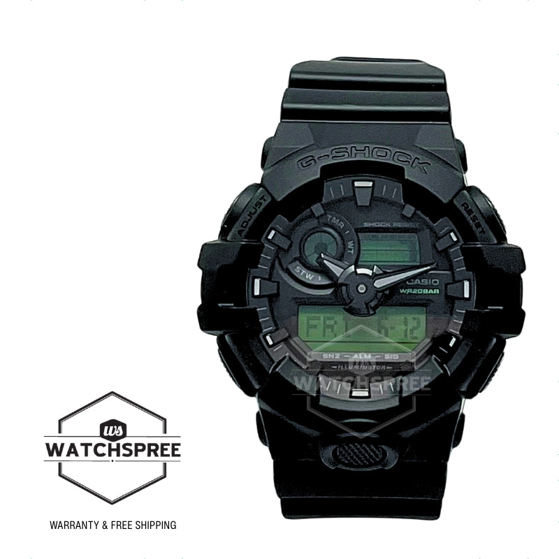 Casio G-Shock GA-700 Lineup Black And Electro Green Series Black Resin Band Watch GA700BEG-1A GA-700BEG-1A