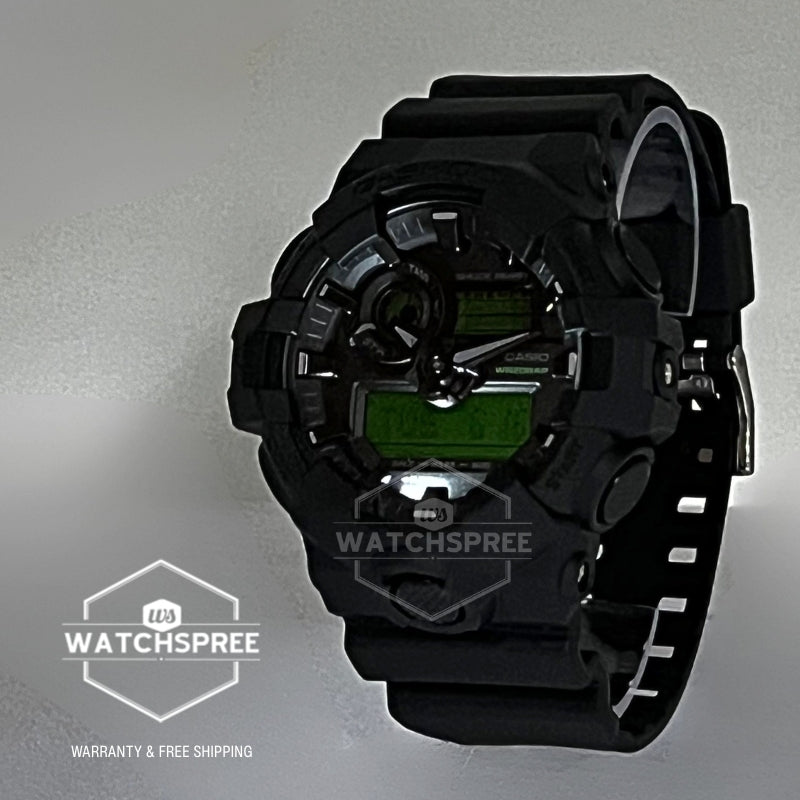 Casio G-Shock GA-700 Lineup Black And Electro Green Series Black Resin Band Watch GA700BEG-1A GA-700BEG-1A