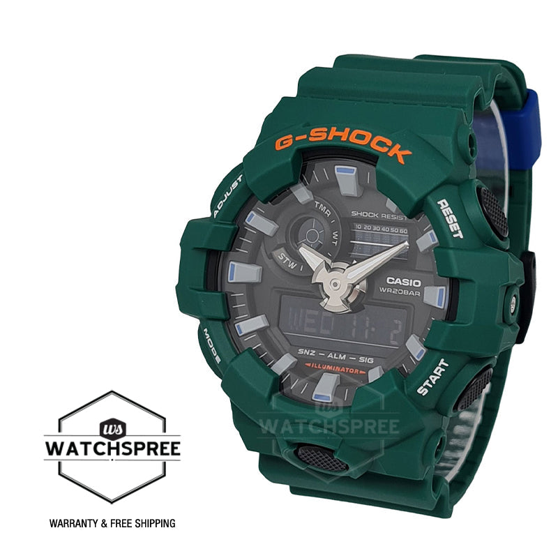 Casio G-Shock GA-700 Lineup Popular Spirited Colours Green Resin Band Watch GA700SC-3A GA-700SC-3A