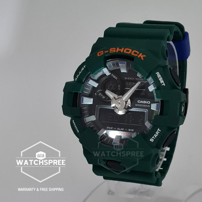 Casio G-Shock GA-700 Lineup Popular Spirited Colours Green Resin Band Watch GA700SC-3A GA-700SC-3A
