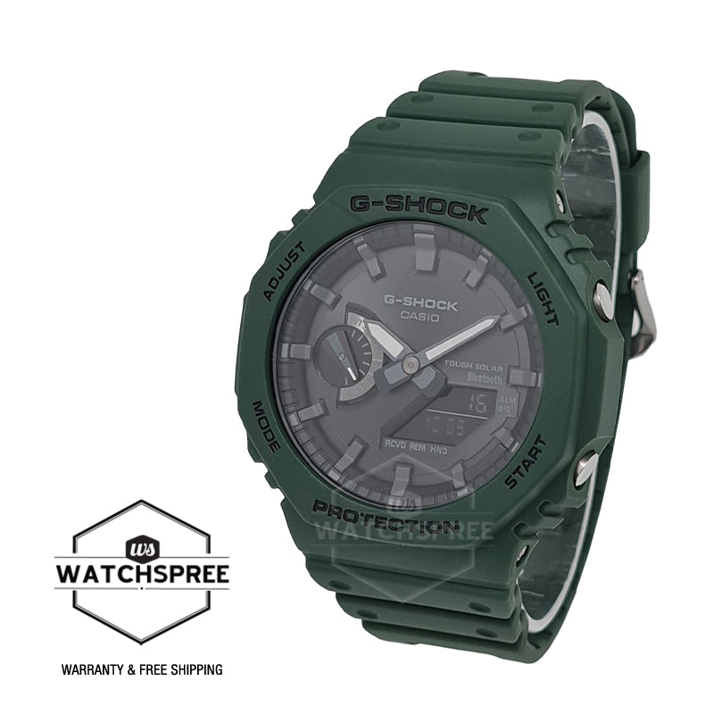 Casio G-Shock Carbon Core Guard Structure Bluetooth Solar Powered GA-2100 Lineup Green Resin Band Watch GAB2100-3A GA-B2100-3A