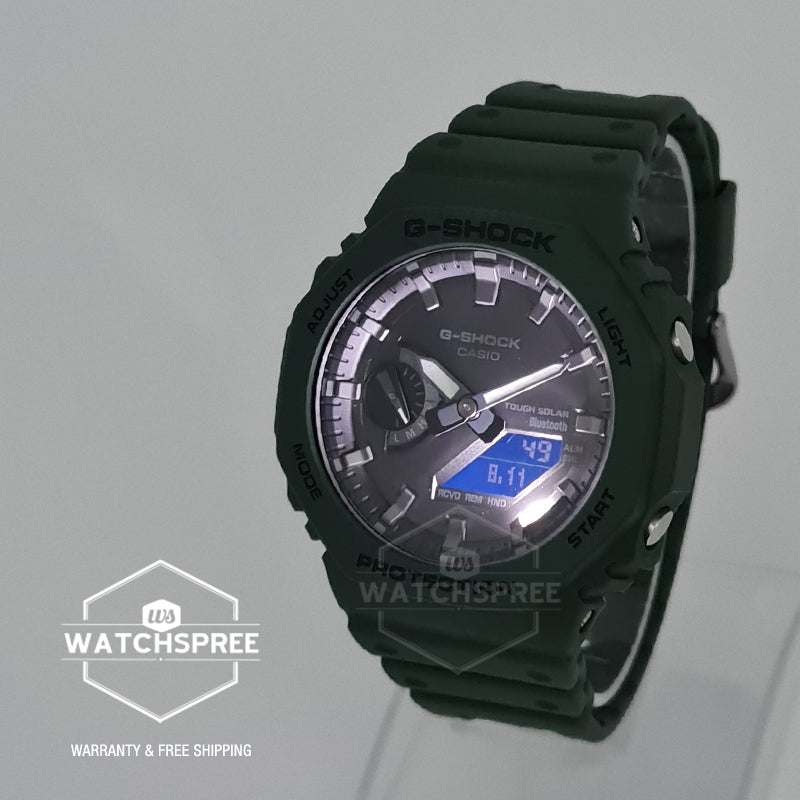 Casio G-Shock Carbon Core Guard Structure Bluetooth Solar Powered GA-2100 Lineup Green Resin Band Watch GAB2100-3A GA-B2100-3A