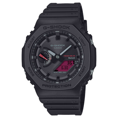Casio G-Shock GA-2100 Lineup Black and Bold Red Series Carbon Core Guard Structure Bluetooth© Solar Powered Watch GAB2100BBR-1A GA-B2100BBR-1A