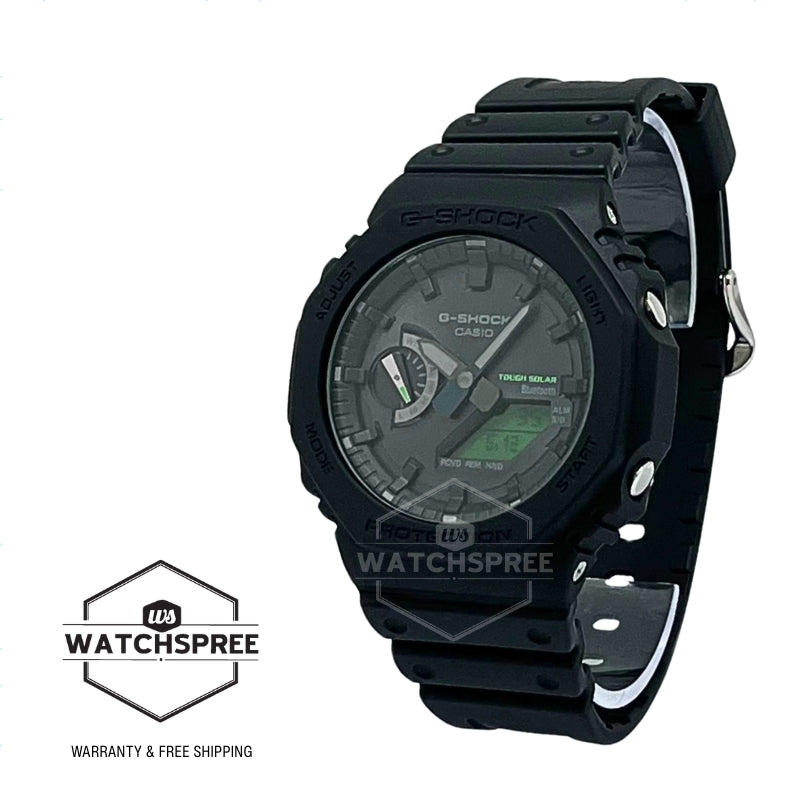 Casio G-Shock GA-2100 Lineup Black And Electro Green Series Carbon Core Guard Structure Bluetooth¶ôÇïÇ?Çî¶ôÇïÇ?ǧ Solar Powered Bio-Based Black Resin Band Watch GAB2100BEG-1A GA-B2100BEG-1A
