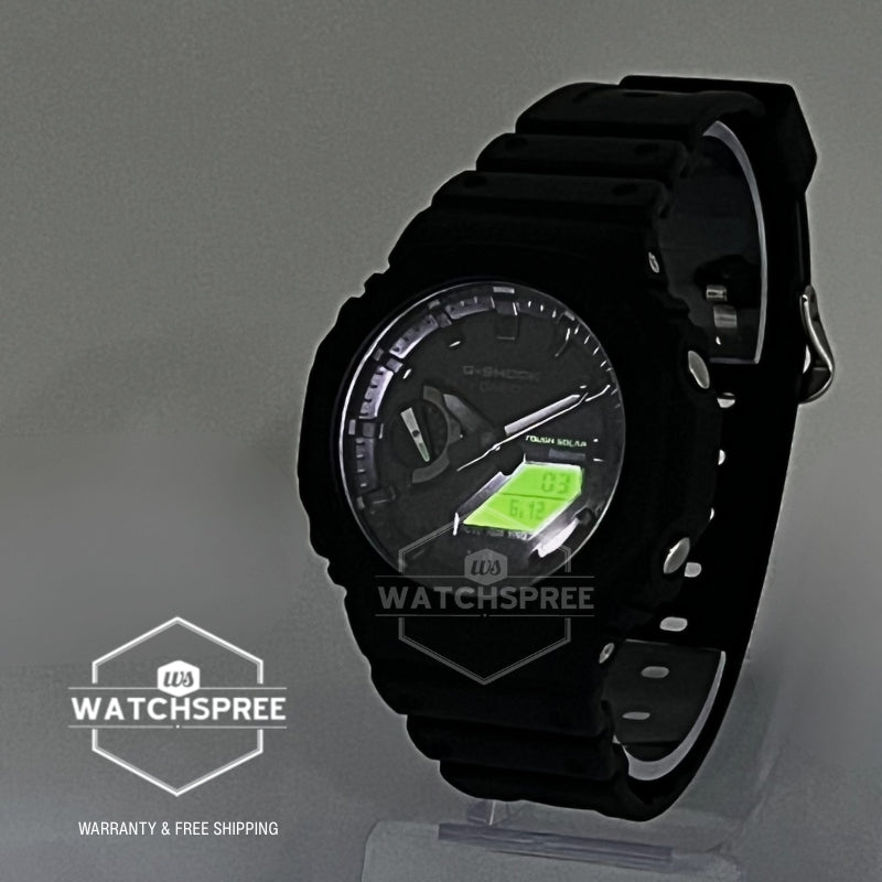 Casio G-Shock GA-2100 Lineup Black And Electro Green Series Carbon Core Guard Structure Bluetooth¶ôÇïÇ?Çî¶ôÇïÇ?ǧ Solar Powered Bio-Based Black Resin Band Watch GAB2100BEG-1A GA-B2100BEG-1A