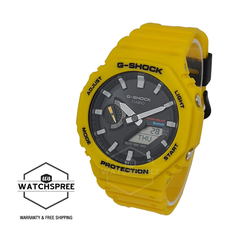 Casio G-Shock Carbon Core Guard Structure Bluetooth Solar Powered GA-2100 Lineup Yellow Resin Band Watch GAB2100C-9A GA-B2100C-9A